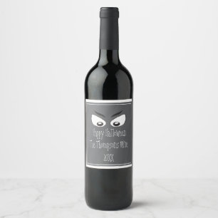 Spooky Ghostly Ghoul Eyes Drawing Wine Label