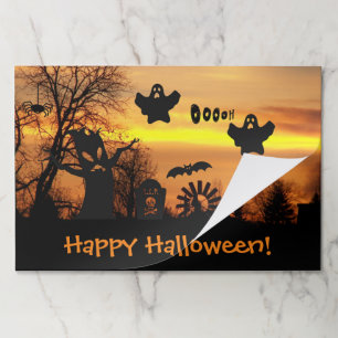 Spooky Ghosts and Bats on Halloween Paper Placemat