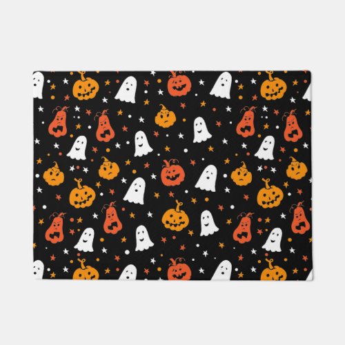 Spooky Ghosts and Jack OLanterns Pattern Doormat