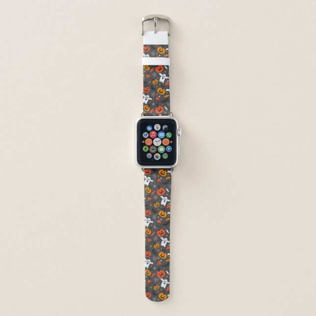 Spooky Ghosts and pumpkins Apple Watch Band (Front)