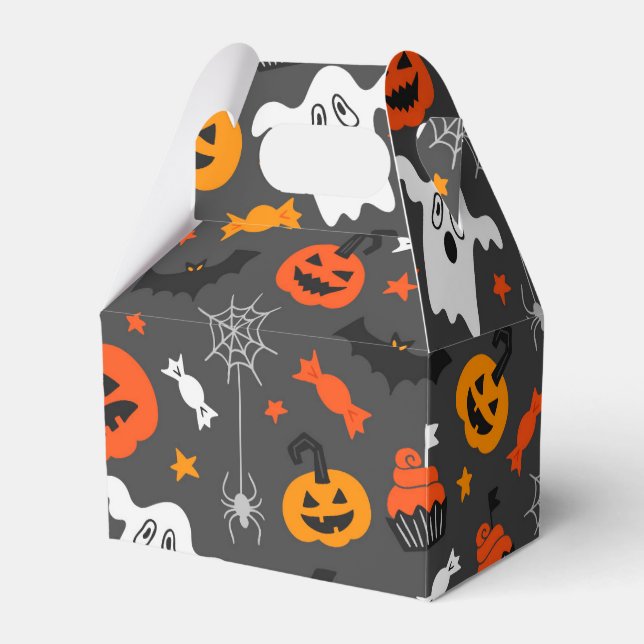 Spooky Ghosts and pumpkins Favor Boxes (Front Side)