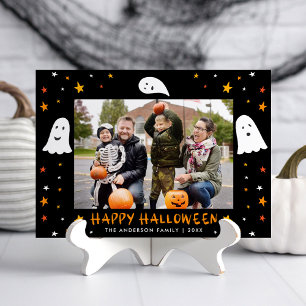 Spooky Ghosts and Stars Photo Halloween Holiday Card