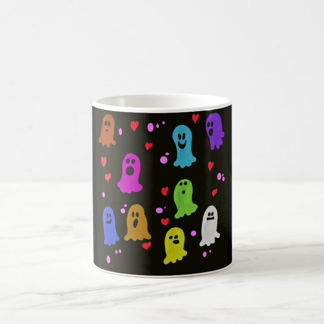 spooky ghosts, colorful ghosts    coffee mug (Center)