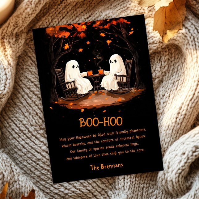 Spooky Ghosts October Happy Halloween Greeting Card (Spooky Ghosts October Happy Halloween Greeting Card)