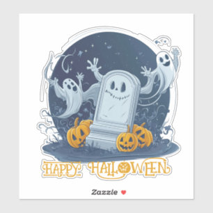 Spooky Ghosts on Graveyard Sticker