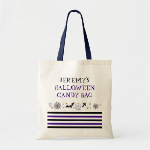 Spooky Ghosts & Stripes Customized Halloween Tote Bag