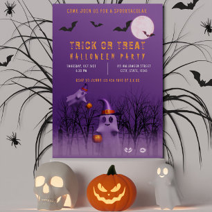Spooky Ghosts Trick or Treat Halloween party Invitation