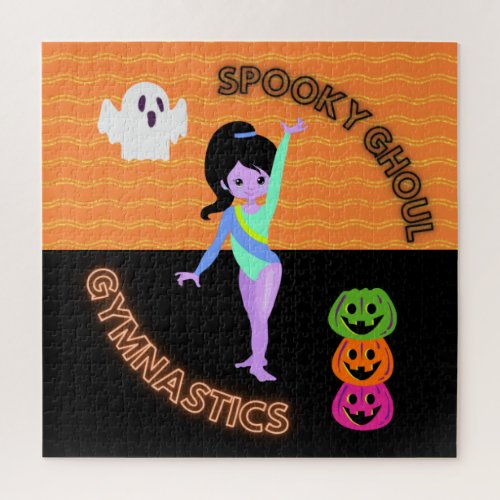 Spooky Ghoul Gymnastics Monster Gymnast Halloween  Jigsaw Puzzle