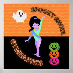 Spooky Ghoul Gymnastics Monster Gymnast Halloween Poster | Zazzle