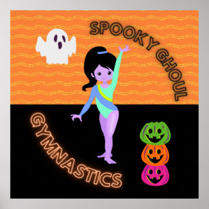 Spooky Ghoul Gymnastics Monster Gymnast Halloween Poster