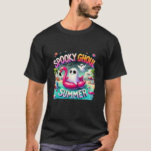 Spooky Ghoul Summer Cute Ghost Flamingo Hello Summ T-Shirt