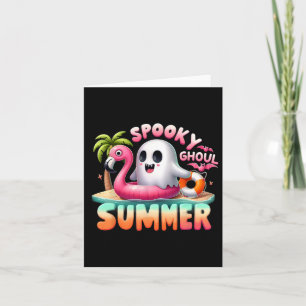Spooky Ghoul Summer Funny Ghost Flamingo Summer Va Card