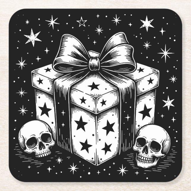 Spooky Gift Square Paper Coaster (Front)