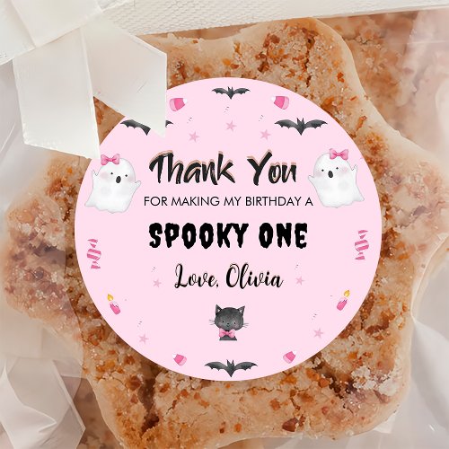 Spooky Girl Halloween Birthday Party  Classic Round Sticker