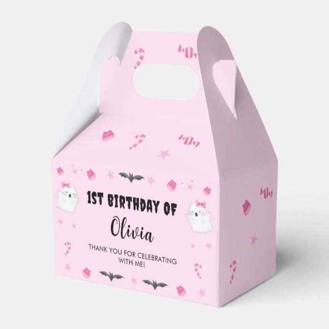Spooky Girl Halloween Birthday Party Favor Boxes (Front Side)