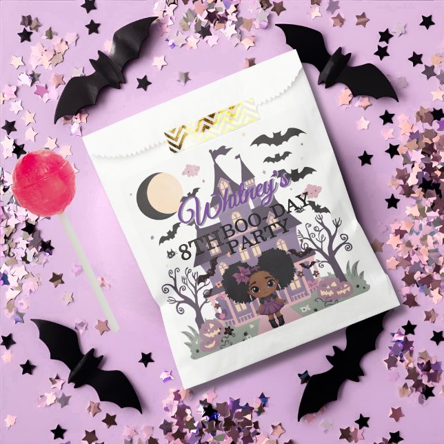 Spooky Girl Purple afro-puff Birthday Party Favor Bag (Spooky Girl Purple afro-puff Birthday Party Favor Bag)