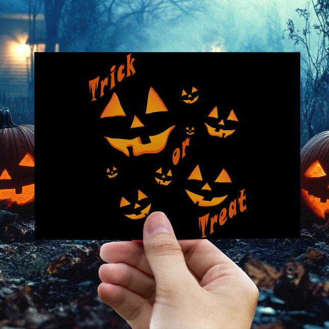 Spooky Glow: Jack-O’-Lantern & Trick-or-Treat Postcard (Creator Uploaded)