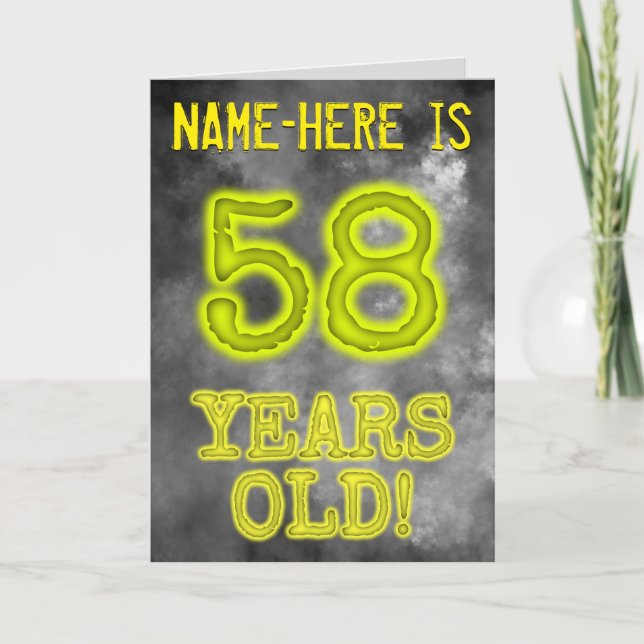Spooky Glowing Aura Look "58 YEARS OLD!" + Name Card (Front)