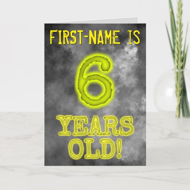 Spooky Glowing Aura Look "6 YEARS OLD!" + Name Card (Front)