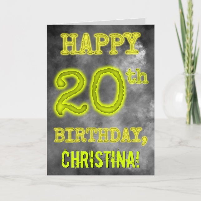 Spooky Glowing Aura Look "HAPPY 20th BIRTHDAY" Card (Front)