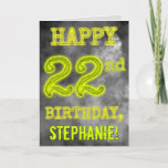[ Thumbnail: Spooky Glowing Aura Look "Happy 22nd Birthday" Card ]