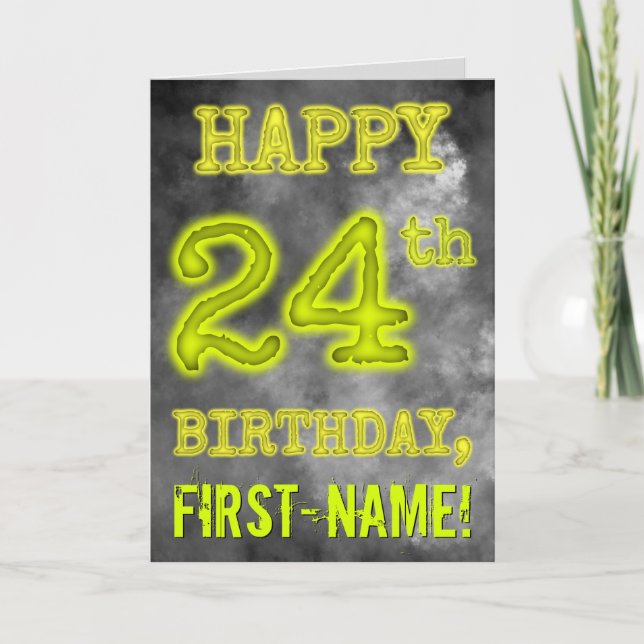Spooky Glowing Aura Look "HAPPY 24th BIRTHDAY" Card (Front)