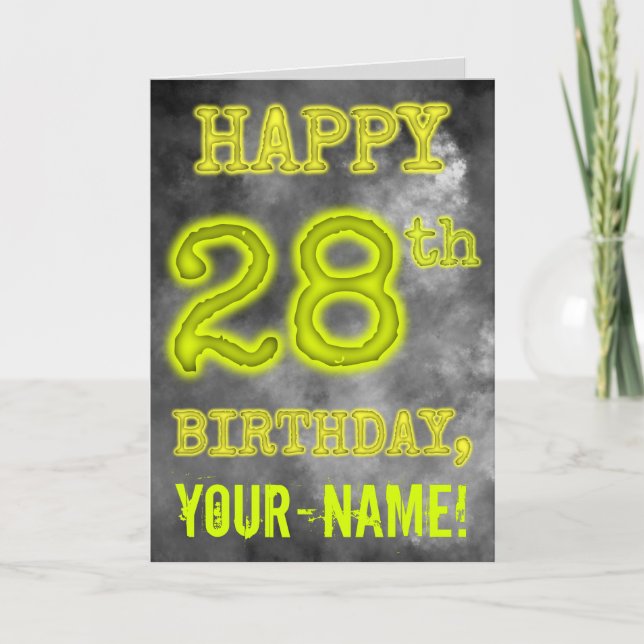 Spooky Glowing Aura Look "HAPPY 28th BIRTHDAY" Card (Front)