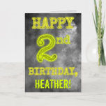 [ Thumbnail: Spooky Glowing Aura Look "Happy 2nd Birthday" Card ]