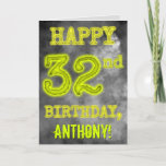 [ Thumbnail: Spooky Glowing Aura Look "Happy 32nd Birthday" Card ]