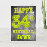 [ Thumbnail: Spooky Glowing Aura Look "Happy 34th Birthday" Card ]