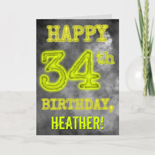 Spooky Glowing Aura Look "HAPPY 34th BIRTHDAY" Card