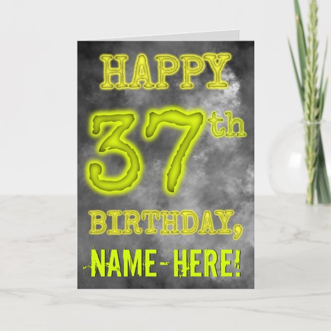 Spooky Glowing Aura Look "HAPPY 37th BIRTHDAY" Card (Front)