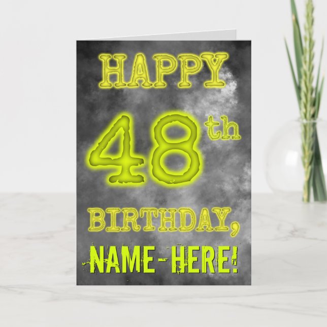 Spooky Glowing Aura Look "HAPPY 48th BIRTHDAY" Card (Front)