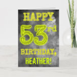 [ Thumbnail: Spooky Glowing Aura Look "Happy 53rd Birthday" Card ]