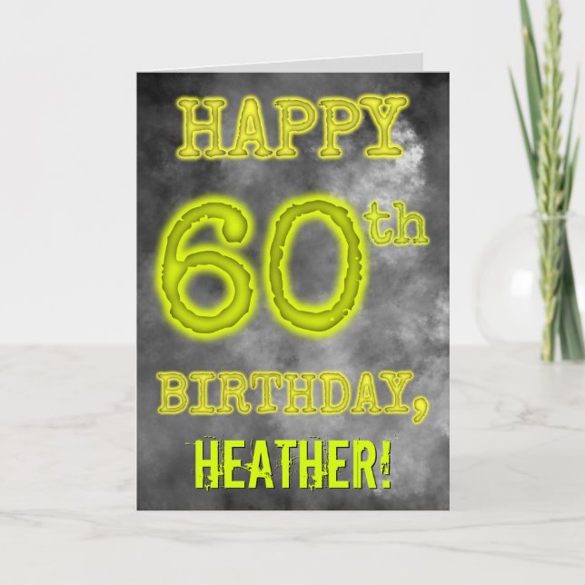 Spooky Glowing Aura Look "HAPPY 60th BIRTHDAY" Card (Front)