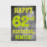 [ Thumbnail: Spooky Glowing Aura Look "Happy 62nd Birthday" Card ]