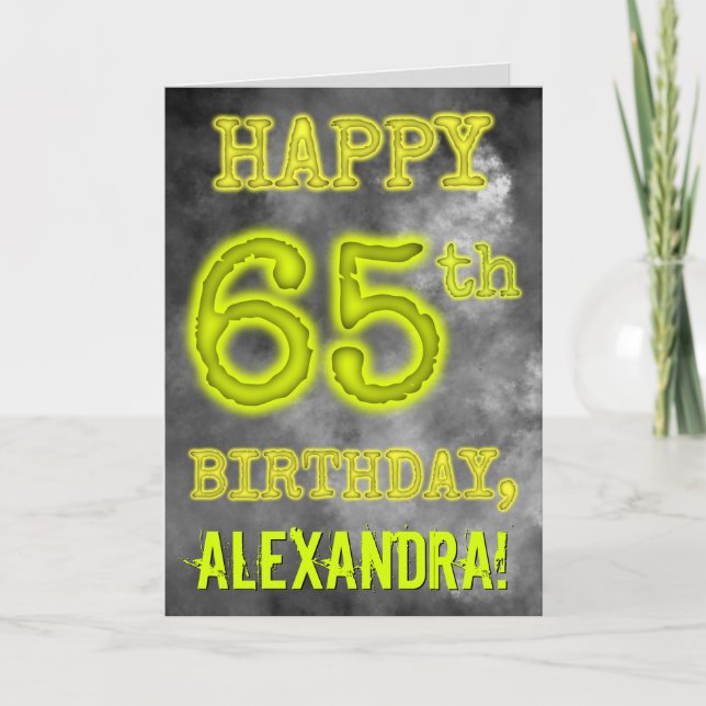 Spooky Glowing Aura Look "HAPPY 65th BIRTHDAY" Card (Front)