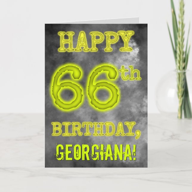 Spooky Glowing Aura Look "HAPPY 66th BIRTHDAY" Card (Front)