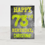 [ Thumbnail: Spooky Glowing Aura Look "Happy 73rd Birthday" Card ]