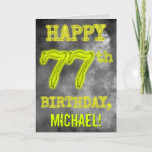 [ Thumbnail: Spooky Glowing Aura Look "Happy 77th Birthday" Card ]