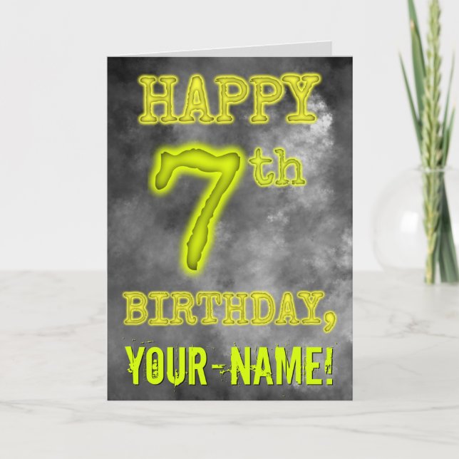 Spooky Glowing Aura Look "HAPPY 7th BIRTHDAY" Card (Front)
