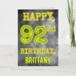[ Thumbnail: Spooky Glowing Aura Look "Happy 92nd Birthday" Card ]