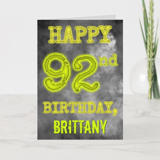 Spooky Glowing Aura Look "HAPPY 92nd BIRTHDAY" Card (Front)