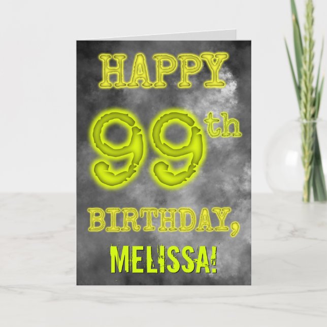 Spooky Glowing Aura Look "HAPPY 99th BIRTHDAY" Card (Front)