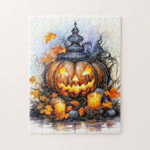 Spooky Glowing Halloween Pumpkin Jigsaw Puzzle