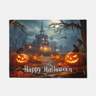Spooky Glowing Halloween Pumpkins Doormat