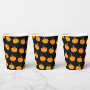 Spooky Glowing Jack-O'-Lantern Halloween Paper Cup