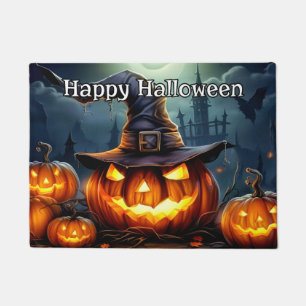 Spooky Glowing Nefarious Pumpkins Doormat