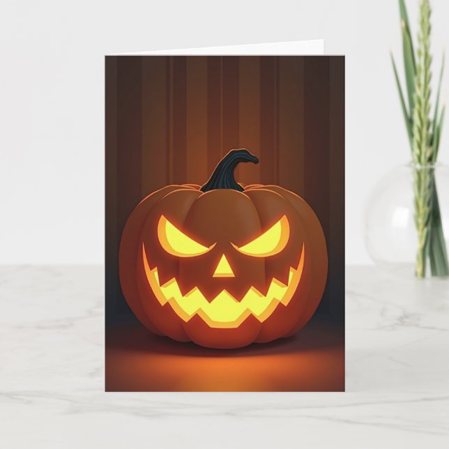 Spooky Glowing Pumpkin Card (Front)