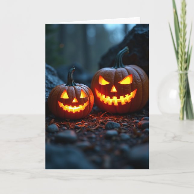 Spooky Glowing Pumpkins Card (Front)